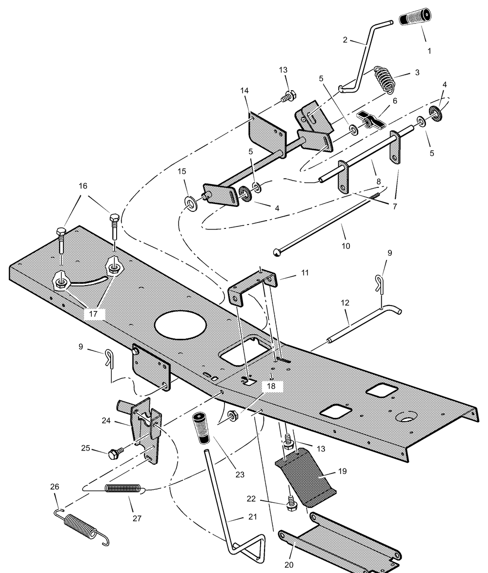 Mower Housing Suspension Diagram and Parts List for 309005X51A 2001 Briggs and Stratton Lawn Tractor
